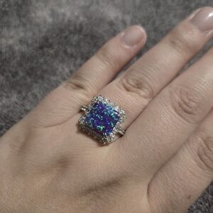 Elegant Silver and Blue Opal Ring